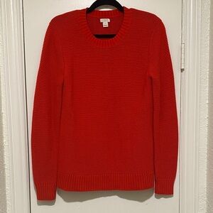 J. Crew Women's Bright Red Ribbed Crewneck Sweater